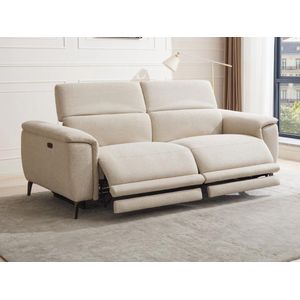 Vente-unique Elektrische relax-driezitsbank van beige stof met textuur BOSDALO L 212 cm x H 74 cm x D 106.5 cm