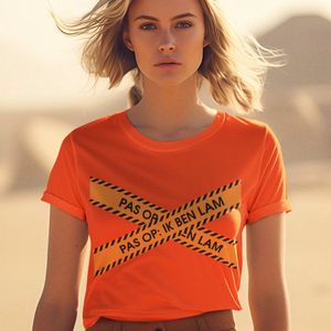 Dames Oranje Koningsdag WK & EK T-shirt - Maat M - Pas Op Ik Ben Lam - Dames Feestkleding & Carnavalskleding