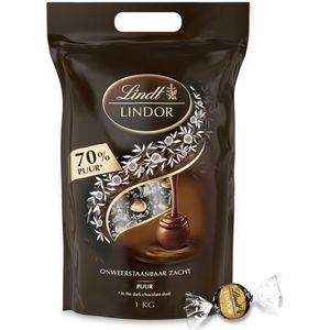 Lindt LINDOR 70% pure chocolade bonbons 1kg - 80 zacht smeltende pure chocolade bonbons - hersluitbare verpakking