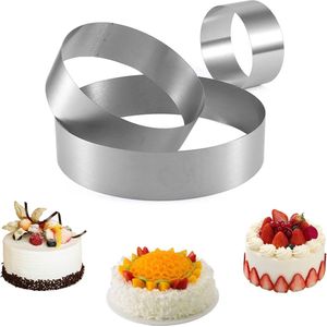 Ronde taartringen, set van roestvrij staal, ronde dessertringen, taartring, bakken, schimmel, cakeset, geschikt voor gebak, desserts, mousecake, taartring, hoogte 4,5 cm, diameter 10/15/20 cm, 3 stuks