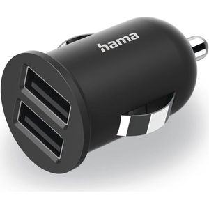 Hama 2-voudige USB-oplader sigarettenaanst., oplaadadapter voor auto, 2,4 A/12 W