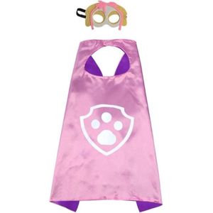 Paw Patrouille Verkleedkleding Skye Roze - Cape en Masker - Kostuum - Carnaval - Verkleedpak Kind - High Way Patrol - Verkleedkleren Jongen Meisje - Pak - Halloween - Verkleden - Kinderfeestje - Cadeau - Mighty Pup - Mega Pups - Superheld - Omkleden