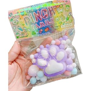 Kawaii Taba Squishy Kattenpootjes, Anti-Stress Kattenpoot Squishy Speelgoed, Taba Squishy Poot voor Kinderen en Volwassenen (Paars)