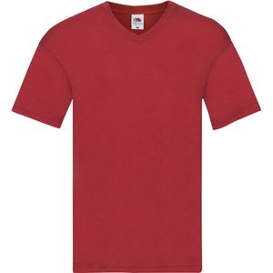 Basic V-hals t-shirt katoen rood voor heren - Herenkleding t-shirt rood M (EU 50)