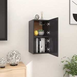 The Living Store Televisie Meubel - Grijs - 30.5 x 30 x 30 cm (B x D x H) - Wandmontage - Links/Rechts Openend