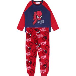 Rode en marineblauwe fleece Spider-Man pyjama