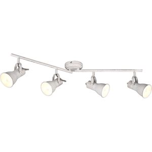 Trio leuchten - LED Plafondspot - Plafondverlichting - E14 Fitting - 4-lichts - Rechthoek - Antiek Wit - Aluminium