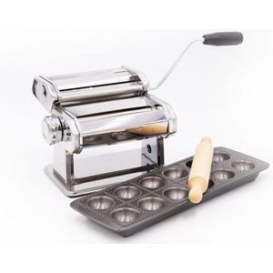 3-delige Pasta Maken Set met Luxe Dubbele Pasta Machine, Non-Stick Ravioli Vorm en Deegroller