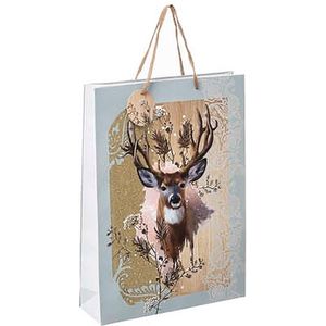 Luxe geschenk tas - Herten Kop - Cadeauverpakking - XXL L. 33 x l. 15 x Hoogte. 46 cm