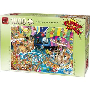 King Funny Comic Puzzel - Boston Tea Party - 1000 Stukjes Legpuzzel (68 x 49 cm)