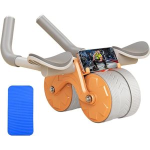 Buikspier-wielroller voor buik- en kernkrachttraining - rood - met kniebeschermer voor beginners en gevorderden