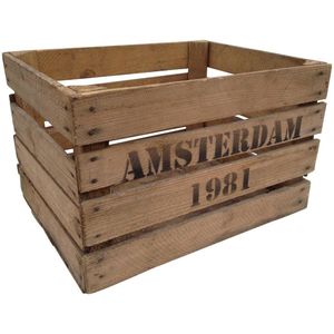 Houten kist Fruitkist Amsterdam 1981 (set van 3 kisten) gebruikte kisten