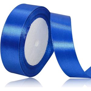 Satijnen lint, 25 mm x 22 meter, blauw, effen kleur, stof, voor inpakken, knutselen, ballons, naaiprojecten, lintjes, bruidsboeketten, bruiloftscadeaus