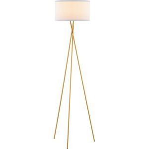 Home Sweet Home - Moderne Vloerlamp - Metalen Staande lamp met wit stoffen lampenkap - 53/53/138 cm - Inclusief LED E27 Lichtbron 9W 806Lm - voor Woonkamer en Slaapkamer - met voetschakelaar