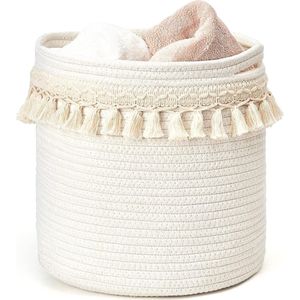 Decoratieve macramémand van katoenen touw, boho-kinderkamerdecoratie, klein, schattig, geweven kwastje, kast, opbergcontainer voor babyspeelgoed, tijdschriften, woonkamer, slaapkamer