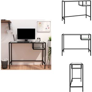 vidaXL Computerbureau - Computerbureaus - Glazen Kantoorbureau - Kantoorbureau - Computerbureau 100x36x74 cm gehard glas witmarmerkleurig