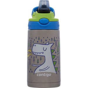 Contigo Easy Clean Autospout thermosfles met rietje voor kinderen, BPA-vrije roestvrij stalen waterfles, 100% lekvrij, makkelijk te reinigen, ideaal voor dagverblijf, school en sport, 380 ml | Fire Dragon