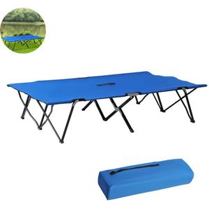 Veldbed - Kampeerbed - Vouwbed - Ligbed - Stretcher- Campingbedje - Opvouwbaar - 2 Persoons - Blauw