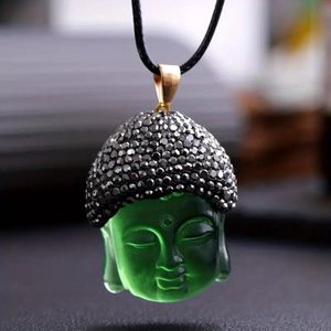 Groen Kristal - Kristallen boeddha hoofd ketting - Spiritueel - Hanger