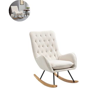 Fauteuil - Relaxzetel - Relaxstoel - Relaxfauteuil - Stoel - Met armleuning - Voor één Persoon - Crèmewit