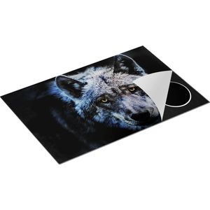 Chefcare Inductie Beschermer Grijze Wolvenkop - Wolf - 81,6x52,7 cm - Afdekplaat Inductie - Kookplaat Beschermer - Inductie Mat