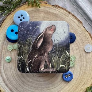 Alex Clark Square Tin Moon Gazing Hare ~ Vierkant opbergblikje haas