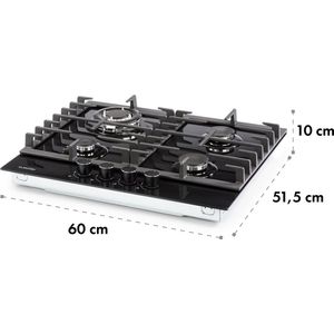 Klarstein Ignito 4-Zone Gasfornuis - 4 Pitten sabaf-brander - Glaskeramiek - Zwart