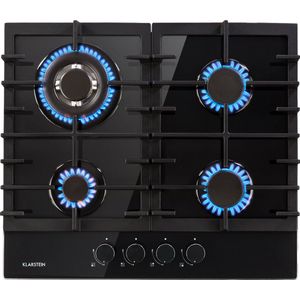 Klarstein Ignito 4-Zone Gasfornuis - 4 Pitten sabaf-brander - Glaskeramiek - Zwart