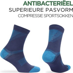 Norfolk Hardloopsokken - Anti Bacterieel Meryl Skinlife Compressie Sokken - Sportsokken - Hardlopen - Wielersokken - Fietssokken - Marine Blauw - 43-46 - Valencia SC