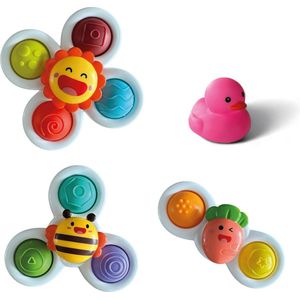 Femur® - Spinner - Fidget - Badspeelgoed - Baby Spinner - Baby - Speelgoed - 4 stuks - Badeend - Zuignap - Vrolijk - Happy - Sensorisch speelgoed