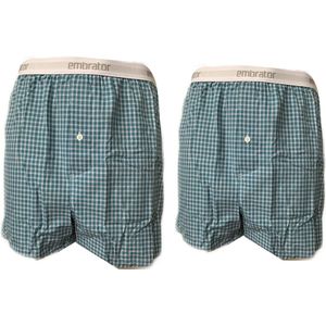 Embrator 2-stuks mannen Boxershort geruit groen/wit/blauw 4XL