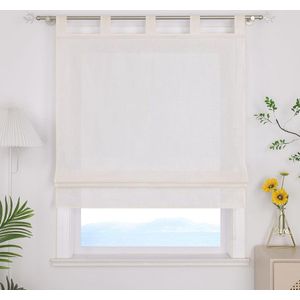 Vouwgordijn met lussen - ondoorzichtig - 1 stuk - beige - 120x140 cm
