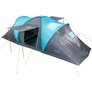 Skandika Hammerfest 6 Sleeper Protect Tent – Tenten – Koepeltent – Sleeper technology – Ingenaaide Tentvloer - Voor 6 personen – 200 cm stahoogte - Muggengaas – 2 slaapcabines – 620x220x200 cm (L x B x H) - 2000 mm waterkolom – Outdoor, Camping, Tuin