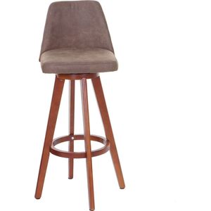 Set van 2 barkrukken MCW-C43, barkruk counter stool, hout textiel draaibaar ~ vintage bruin, lichtgekleurde poten