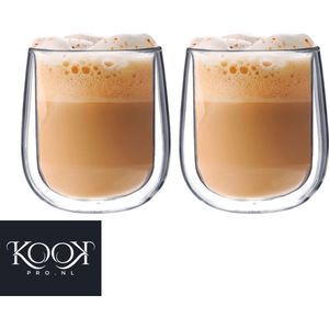 Kookpro Altom Andrea - Set van 2 Luxe Dubbelwandige Cappuccino Glazen 250ML - Koffie Glazen - Thee Glazen - Dubbelwandig Koffie Glas - Borosilicaatglas