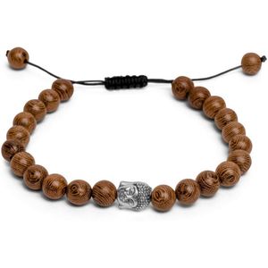 Zentana Boeddha Armband - Wengé Hout & Buddha - Verstelbaar