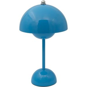 Luxus Tafellamp Touch Deluxe - Josephine - Blauw - H34 x Ø9 - Tafellamp - Terraslamp - Bureaulamp - LED - Oplaadbaar - Dimbaar - Draadloos - Industrieel en modern - Op batterijen - Nachtlamp voor de slaapkamer - Tafellamp voor binnen en buiten