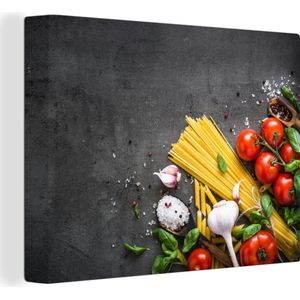 OneMillionCanvasses - Canvas - Pasta - Kruiden - Specerijen - Tomaten - Marmer print - Canvas doek - Kamer decoratie - 160x120