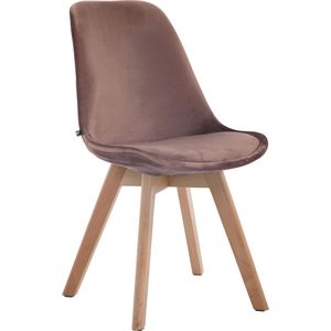 Bezoekersstoel Bia - Eetkamerstoel - Bruin velours - Bruine poten - Set van 1 - Zithoogte 48 cm - Deluxe