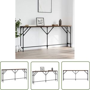 The Living Store Wandtafel 180x23x75 cm bewerkt hout bruin eikenkleur - Wandtafel - Entreetafel - Consoletable - Houten Tafel - Industrieel Design