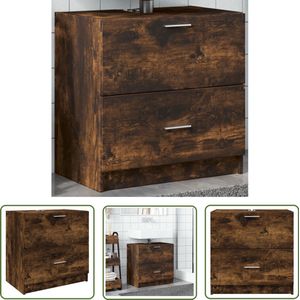 The Living Store Wastafelkast 59x37x59 cm bewerkt hout gerookt eikenkleurig - Wastafelkast - Badkamerspiegel - Badkamermeubilair - Houten Wastafelkast - Vintage Wastafelkast