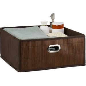 Relaxdays opbergmand badkamer - bamboe mand - kast organizer - opbergdoos stof - opbergbox - bruin