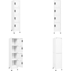 vidaXL Lockerkast 38x45x180 cm staal wit - Lockerkast - Lockerkasten - Opbergkast - Kast