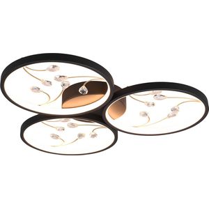 LED Plafondlamp - Plafondverlichting - Torna Moovy - 30W - Warm Wit 3000K - Dimbaar - Rond - Mat Zwart - Aluminium