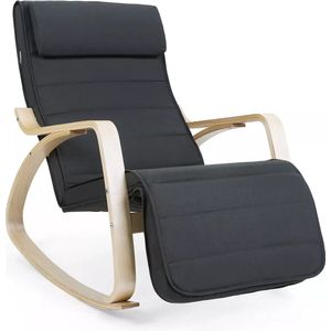 In And OutdoorMatch Luxe schommelstoel Lydia - Zwart - Voor binnen - Loungestoel met kussen - Volwassenen - Loungestoel - Modern
