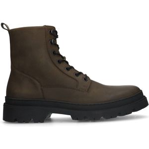 Manfield Leren Veterboots Groen