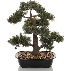 Kunstplant bonsai kunstmatige sierplant, onderhoudsvriendelijke kunstboom, hoogte 44 cm, grenen, groen 871050