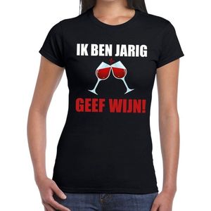 Ik ben jarig geef wijn! t-shirt zwart dames - feest shirts dames -  verjaardag kleding S