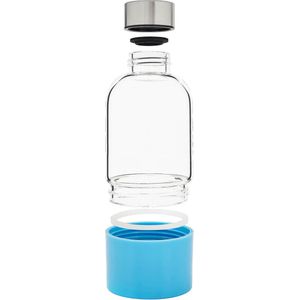 Bo-Bottle 380ULTD met fruitcup (blauw) - 380 ml - Glazen drinkfles - Zeer sterk borosilicaatglas - Geschikt voor koude & warme dranken - Duurzaam cadeau