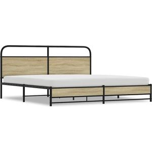 vidaXL - Bedframe - zonder - matras - metaal - sonoma - eikenkleur - 200x200 - cm